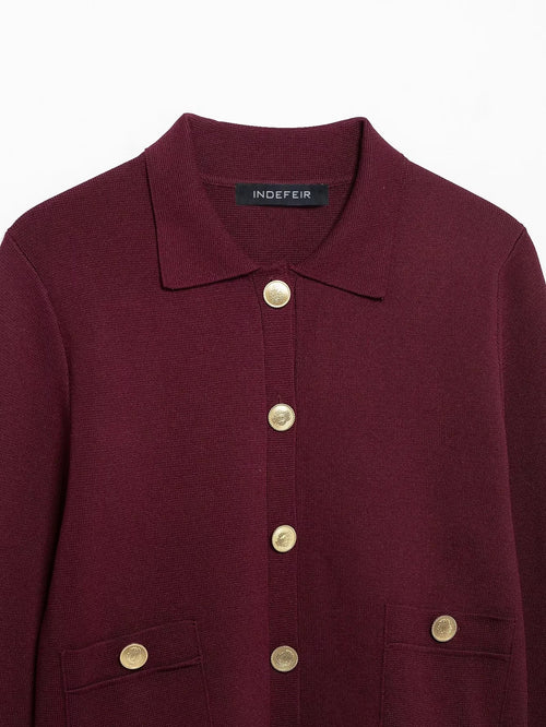 Eleganter roter Strick-Zweiteiler Cardigan