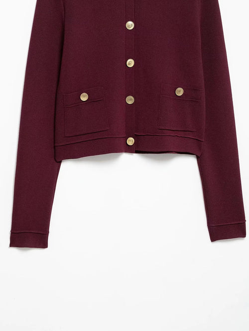 Eleganter roter Strick-Zweiteiler Cardigan