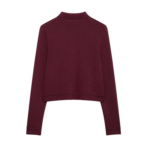 Eleganter roter Strick-Zweiteiler Cardigan