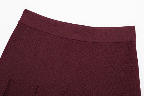 Eleganter roter Strick-Zweiteiler Cardigan