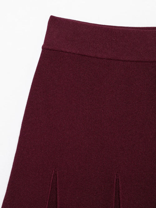 Eleganter roter Strick-Zweiteiler Cardigan