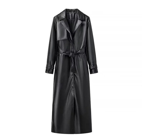 Kunstleder Trenchcoat Lang