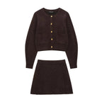 Cardigan mit Rock Braun